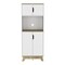 Tall Microwave Cabinet - Light Oak/White | Chic Kitchen Upgrade